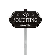 Heavy-Duty Metal No Soliciting Sign – 14" x 7" Aluminum Yard Sign with 28" Stake